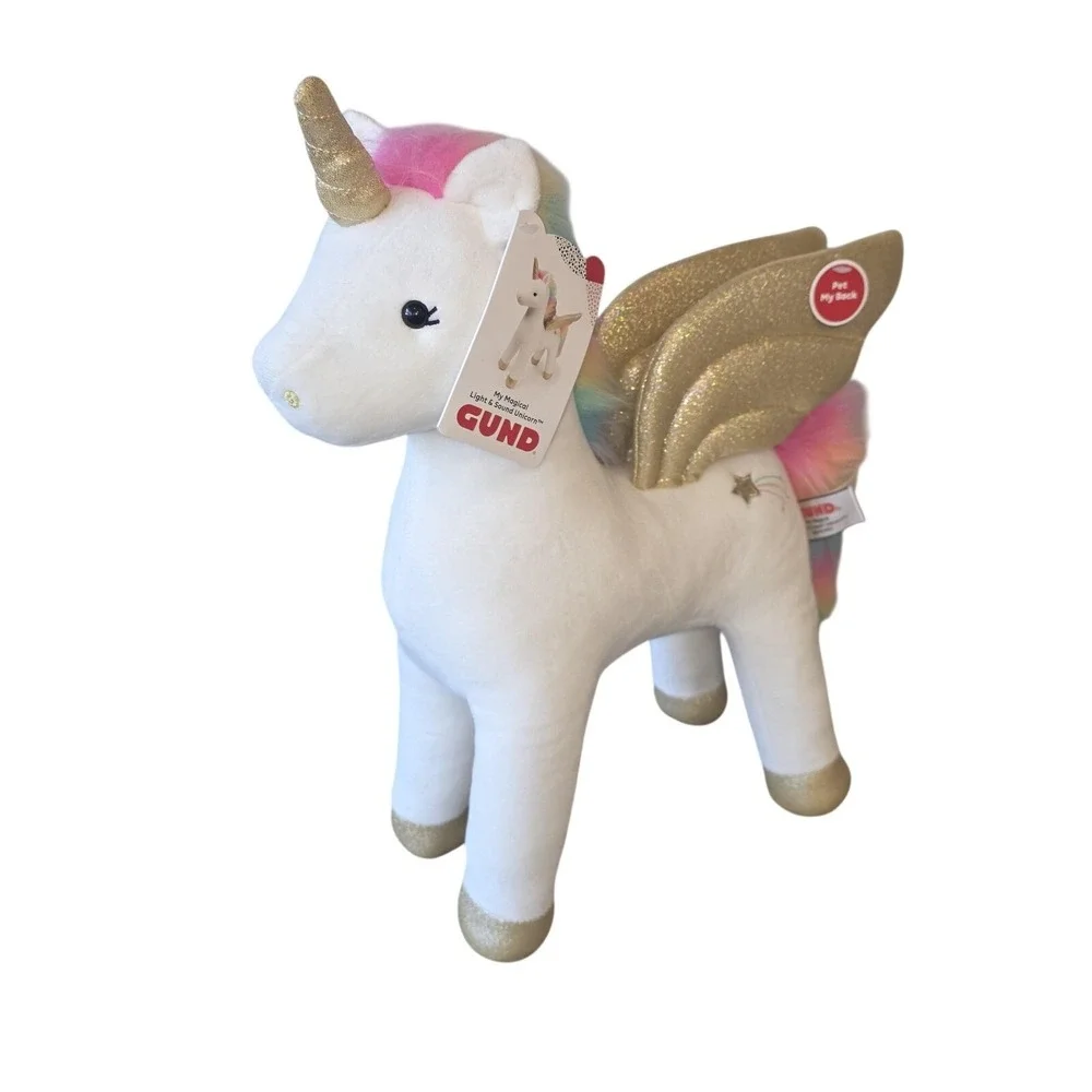GUND My Magical Light & Sound Unicorn Plush Stuffed Animal Toy White Gold Medium